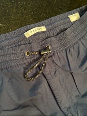 PacSun Slate Blue Elastic Waist Shorts with Reflective Drawcord